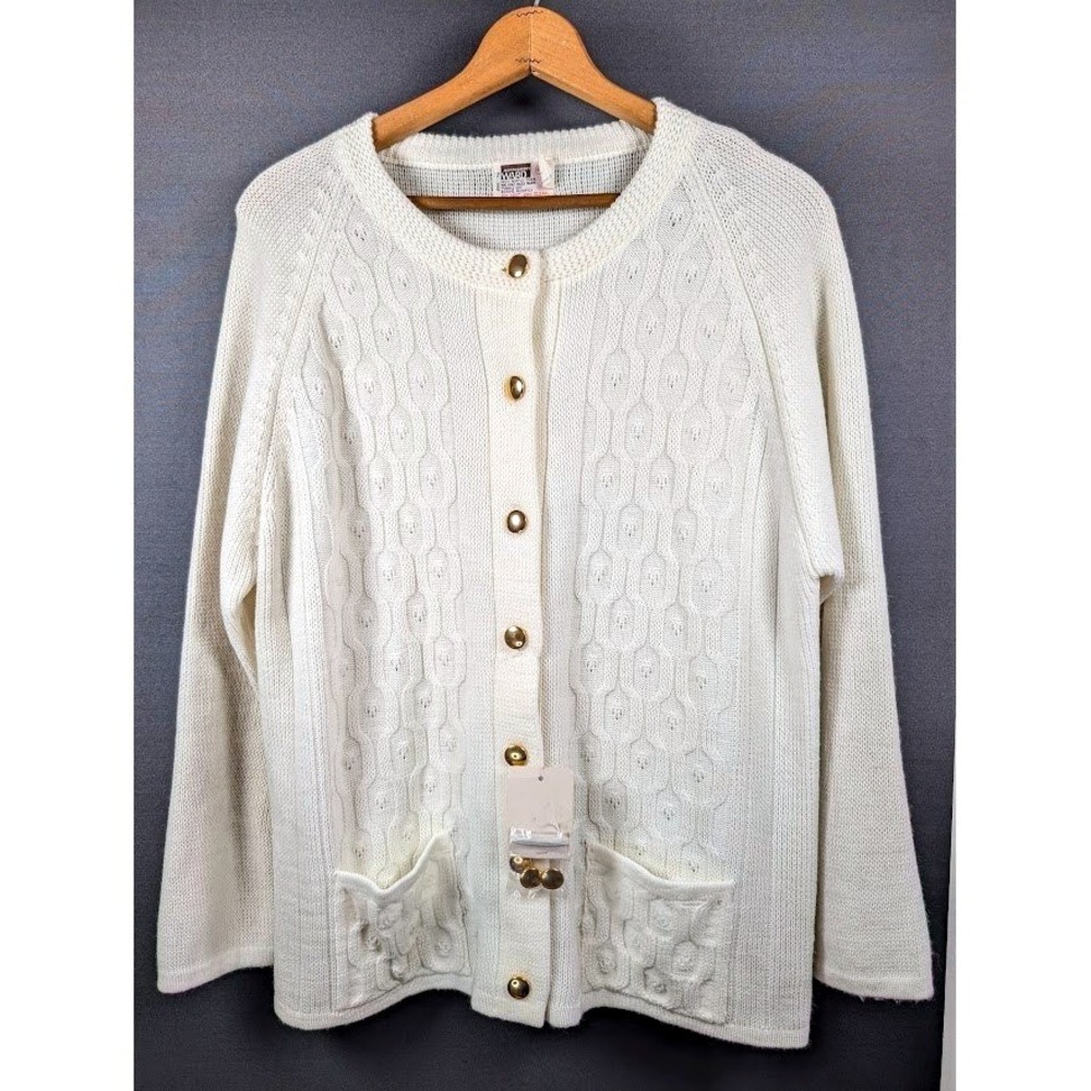 Vintage Montgomery Ward Cardigan Sweater Women's Size 44 XL Cottagecore Grandma